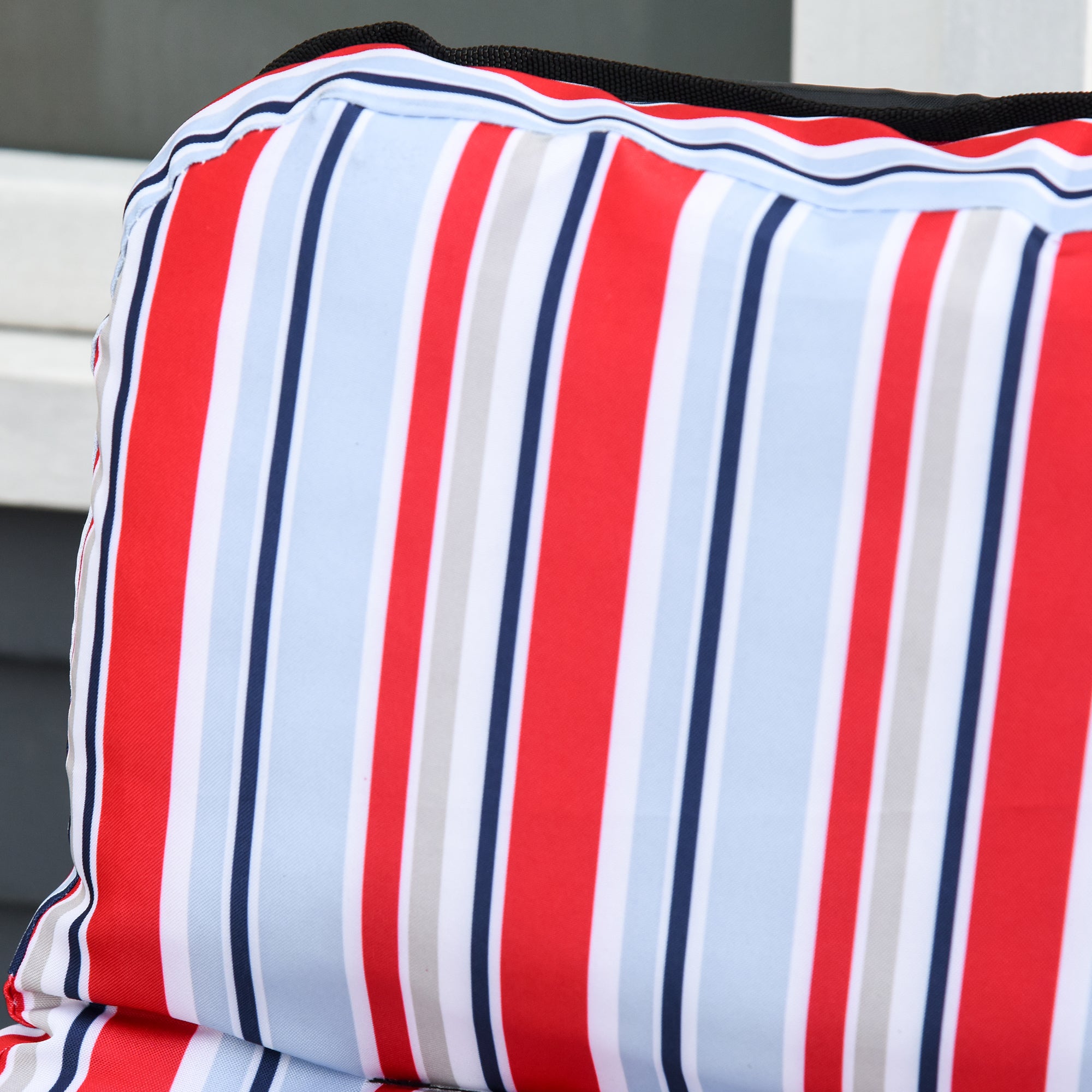 Kozy Set of 2 Garden Sun Lounger Outdoor Reclining Seat Cushioned Seat Foldable Adjustable Recliner Red and White