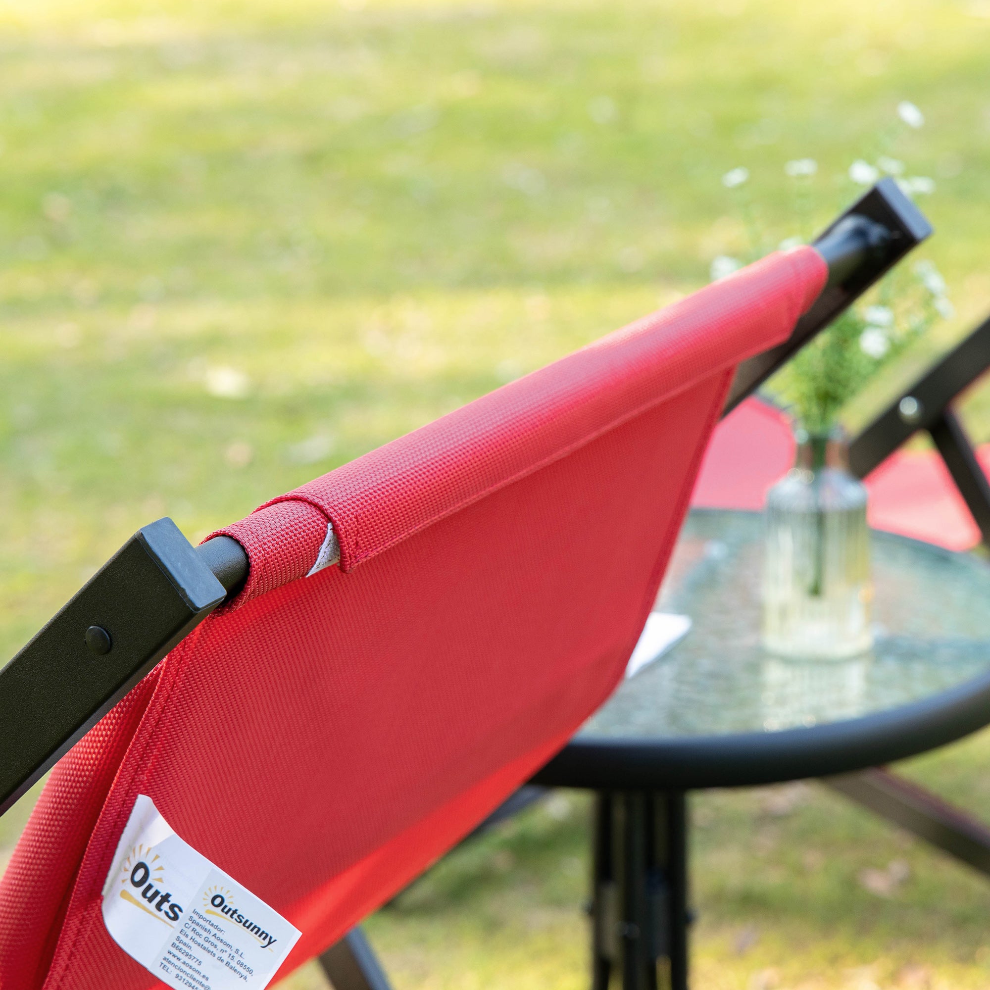 Kozy Set of 2 Folding Garden Beach Aluminium Frame Deck Chairs Deckchairs Seaside Folding Garden Patio Lounger, Red