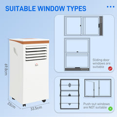 Kozy Portable Air Conditioner 10000 BTU, 4-in-1 Mobile Air Conditioning Unit with Cooling, Fan, Dehumidifier & Sleep Mode, LED Display, Remote Control, 24H Timer, Window Kit for Rooms up to 30㎡