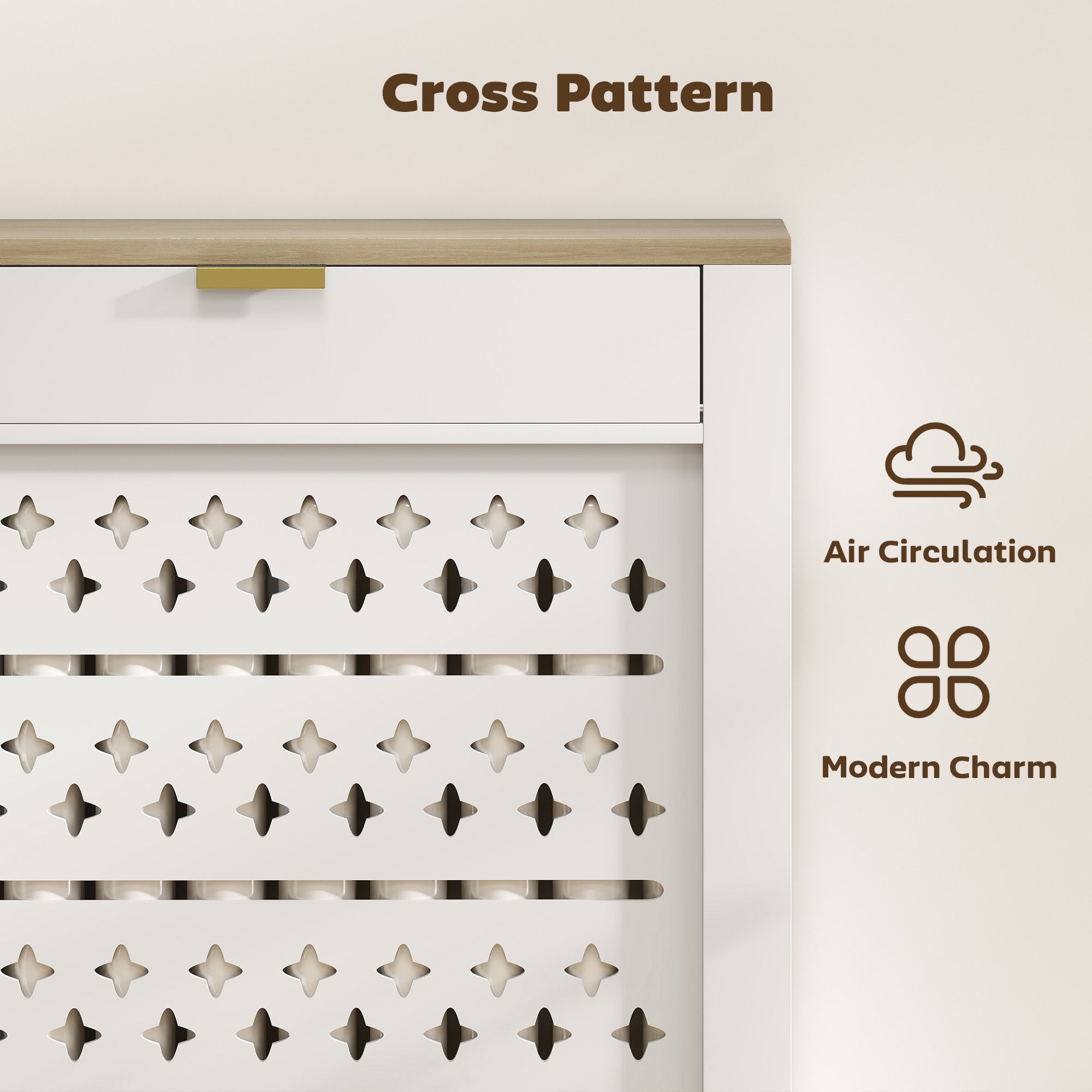 Kozy 78 x 19 cm Minimal Radiator Cover, with Drawer - White