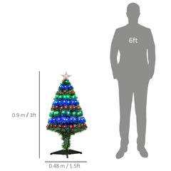 HOMCOM 3ft 90cm Fiber Optic Xmas Tree Artificial Christmas Tree | Aosom UK