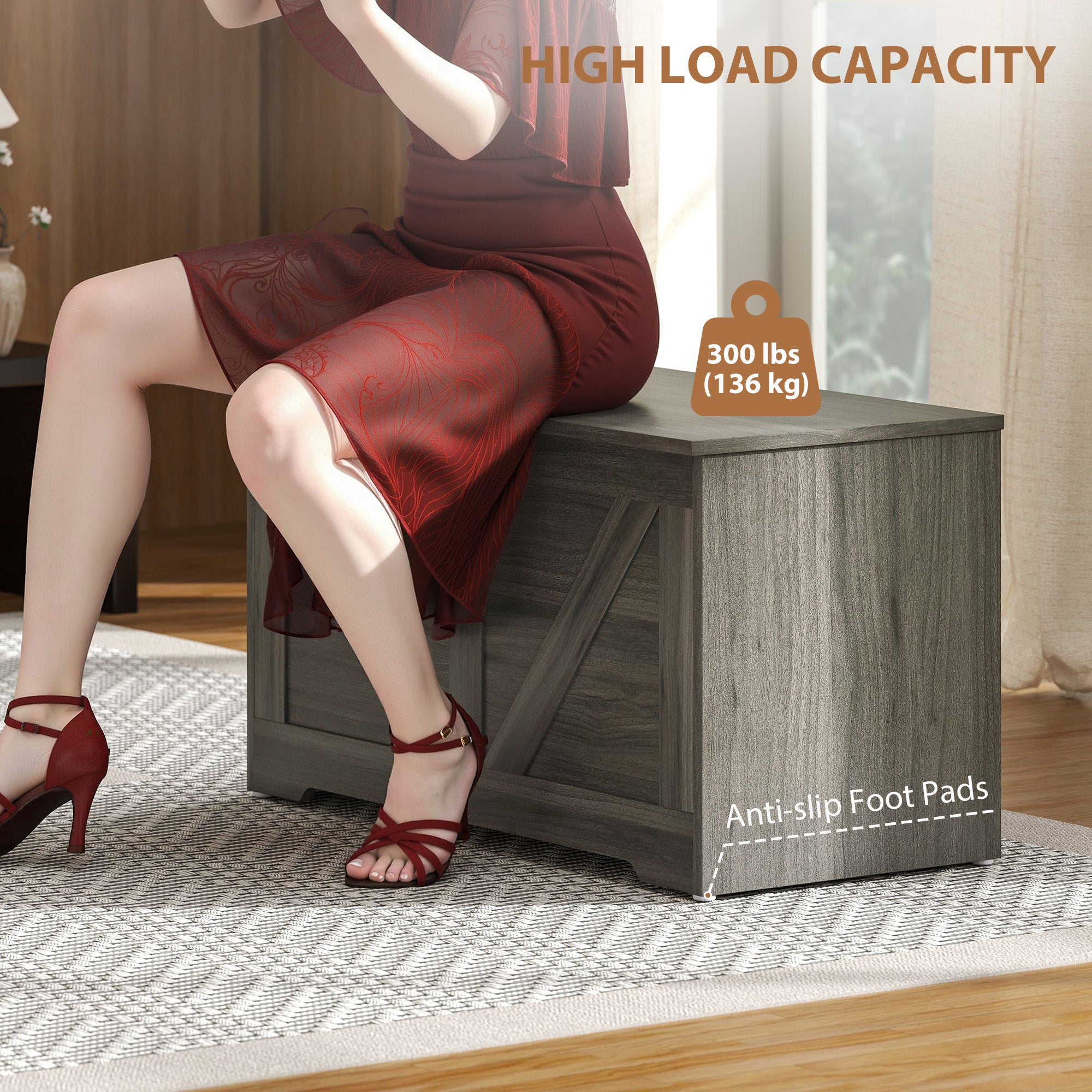 Kozy - 100L Home Storage Box, with Safety Hinges - Charcoal Grey