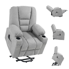 HOMCOM Oversized Riser and Recliner Chairs for the Elderly, Fabric Upholstered Lift Chair w/ Remote Control, Side Pockets, Cup Holder | Aosom UK