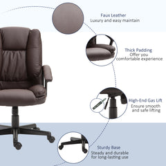 HOMCOM Swivel Executive Office Chair Mid Back Faux Leather Computer Desk Chair for Home with Double