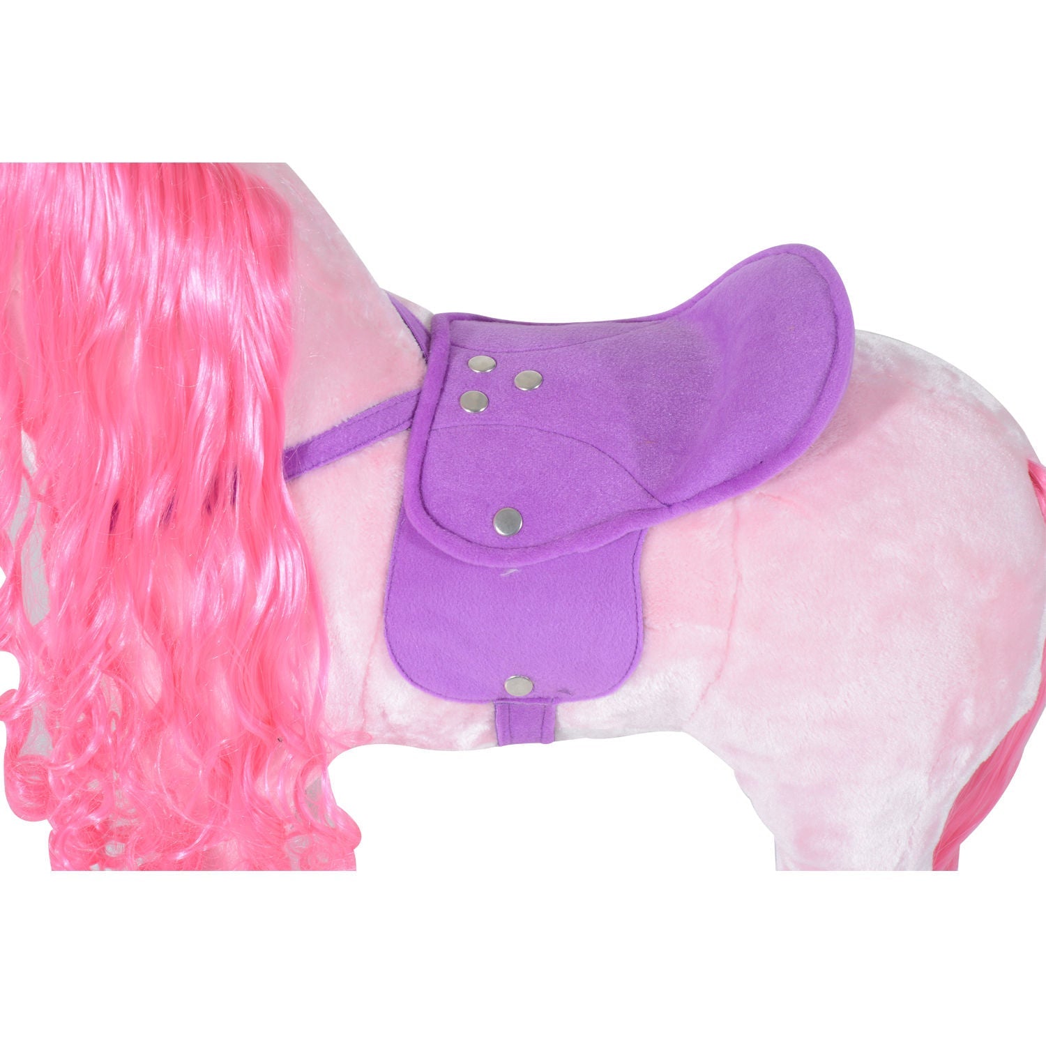 HOMCOM Kids Plush Ride On Walking Horse W/Sound-Pink