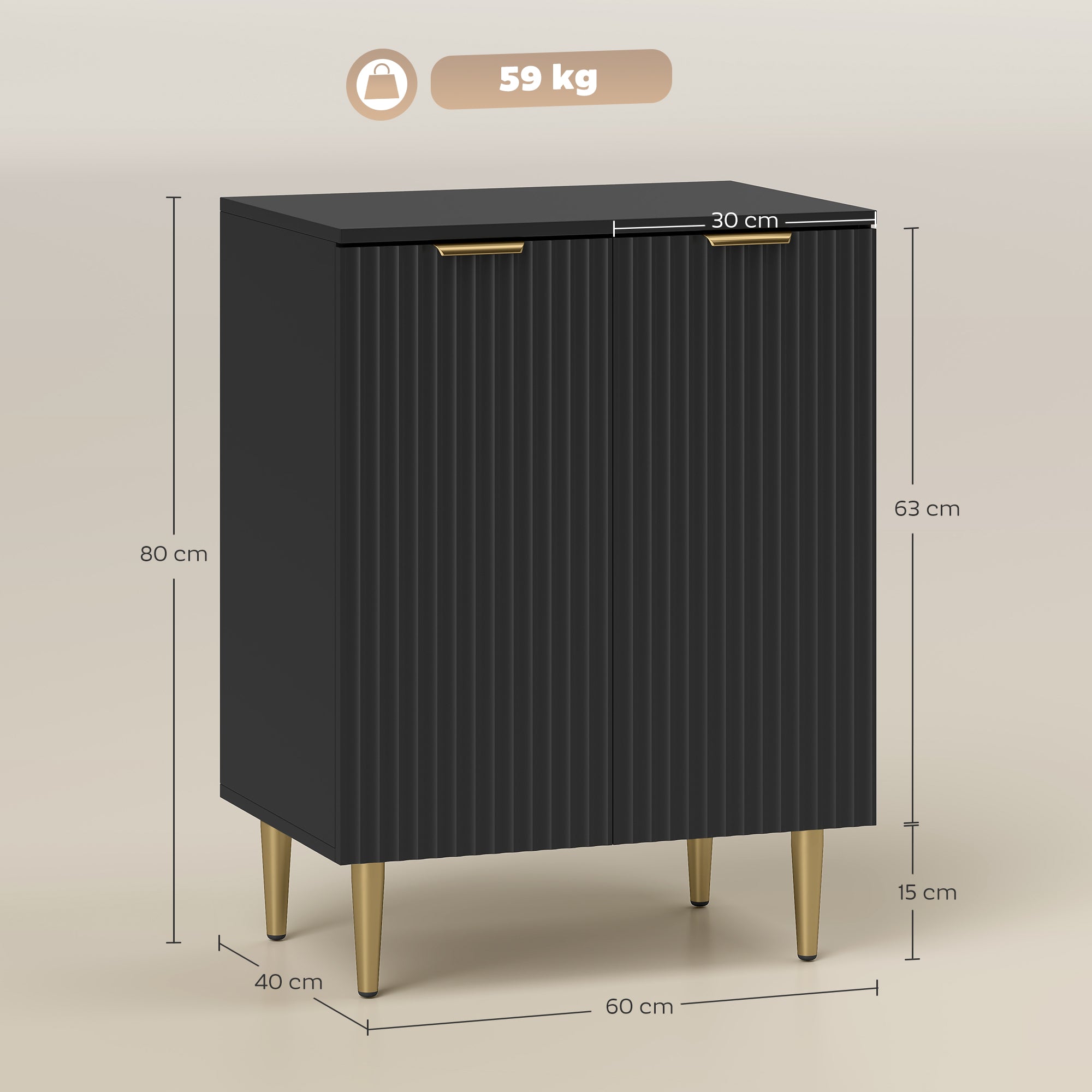 Kozy Adjustable Shelf Sideboard - Black