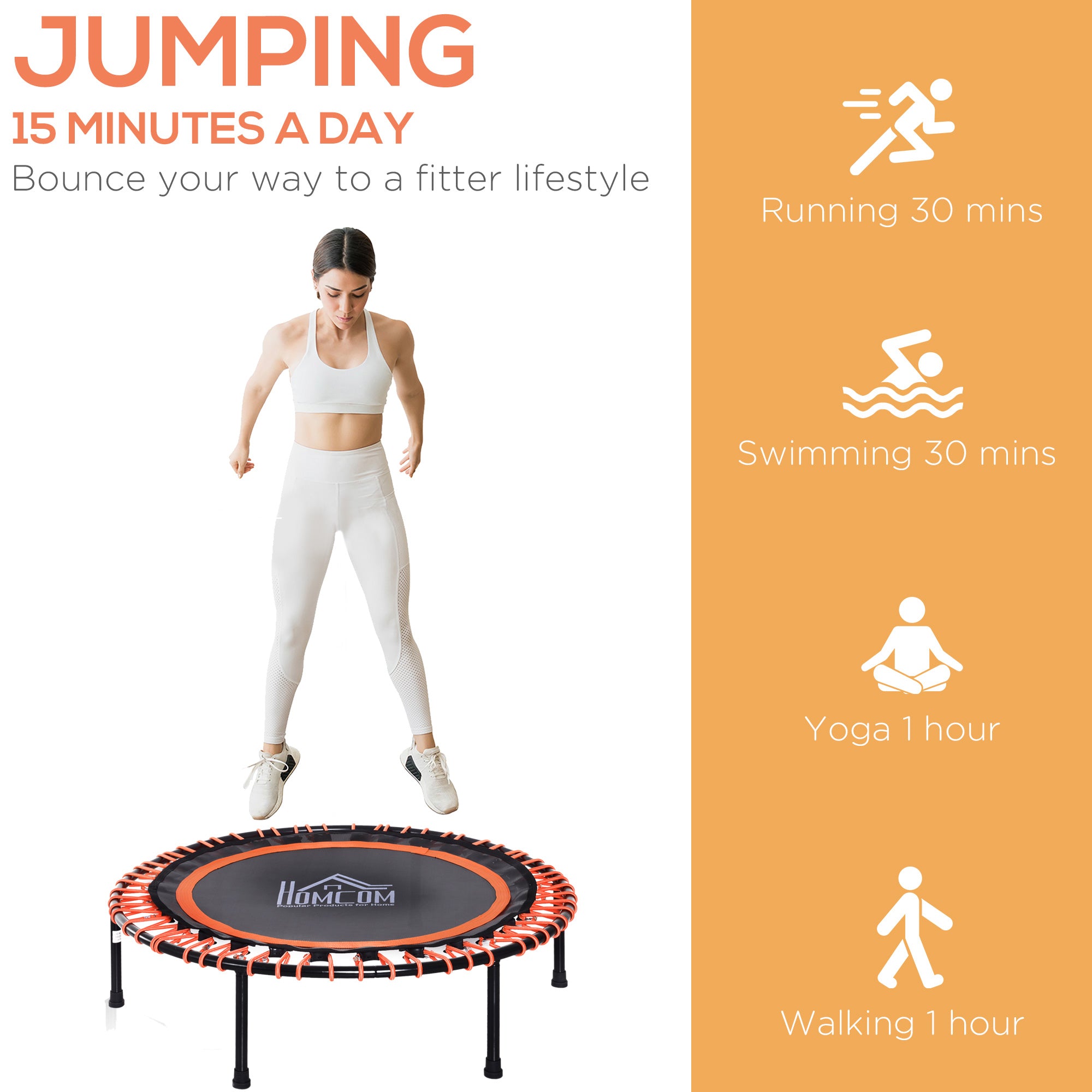 HOMCOM Mini Round Trampoline Aerobic Exercise Bungee Rebounder Jumper