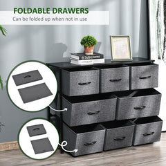 Kozy Chest of Drawers with 8 Foldable Drawers, 3-Tier Fabric Bedroom Dresser, Clothes Storage Unit for Bedroom Living Room, Dark Grey