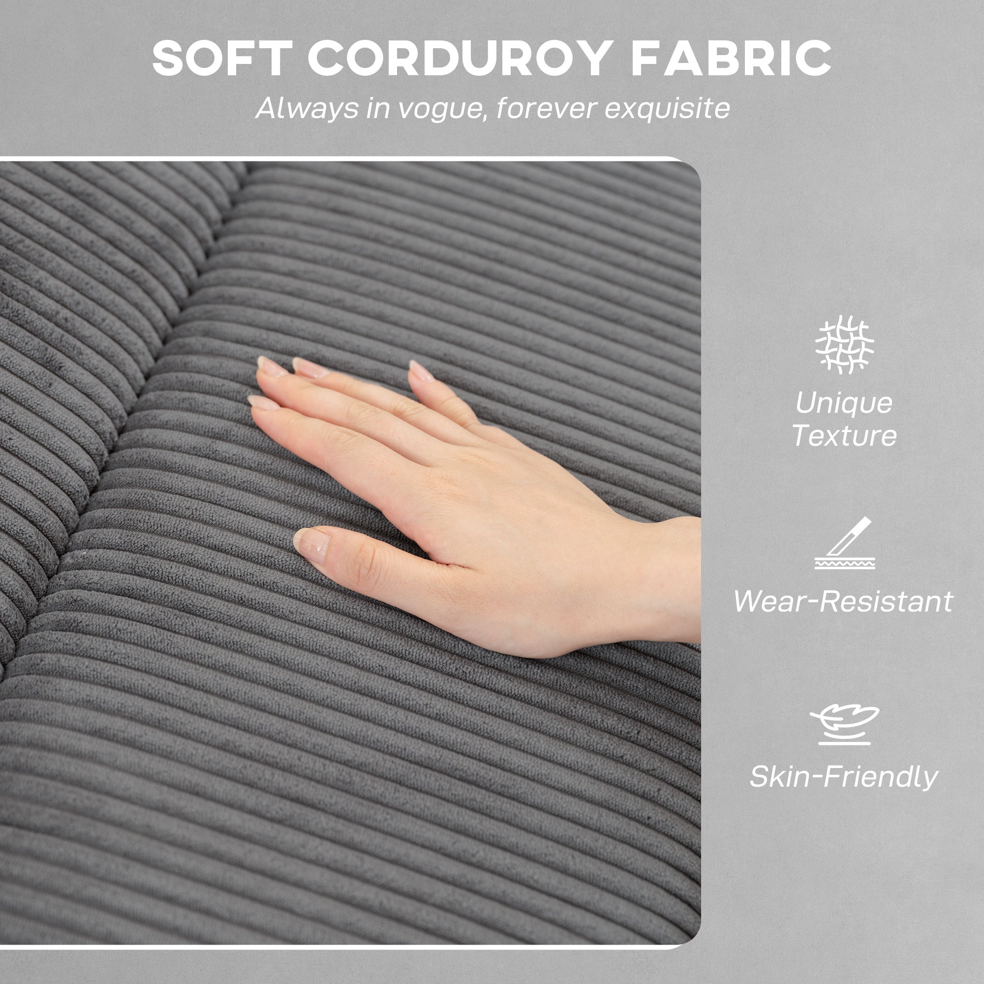 Kozy - Corduroy Electric Massage Recliner - Grey