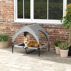 PawHut Cooling Elevated Pet Bed with Washable Breathable Mesh for Medium to Large Dogs, 91 x 76 x 89 cm, Light Grey | Aosom UK