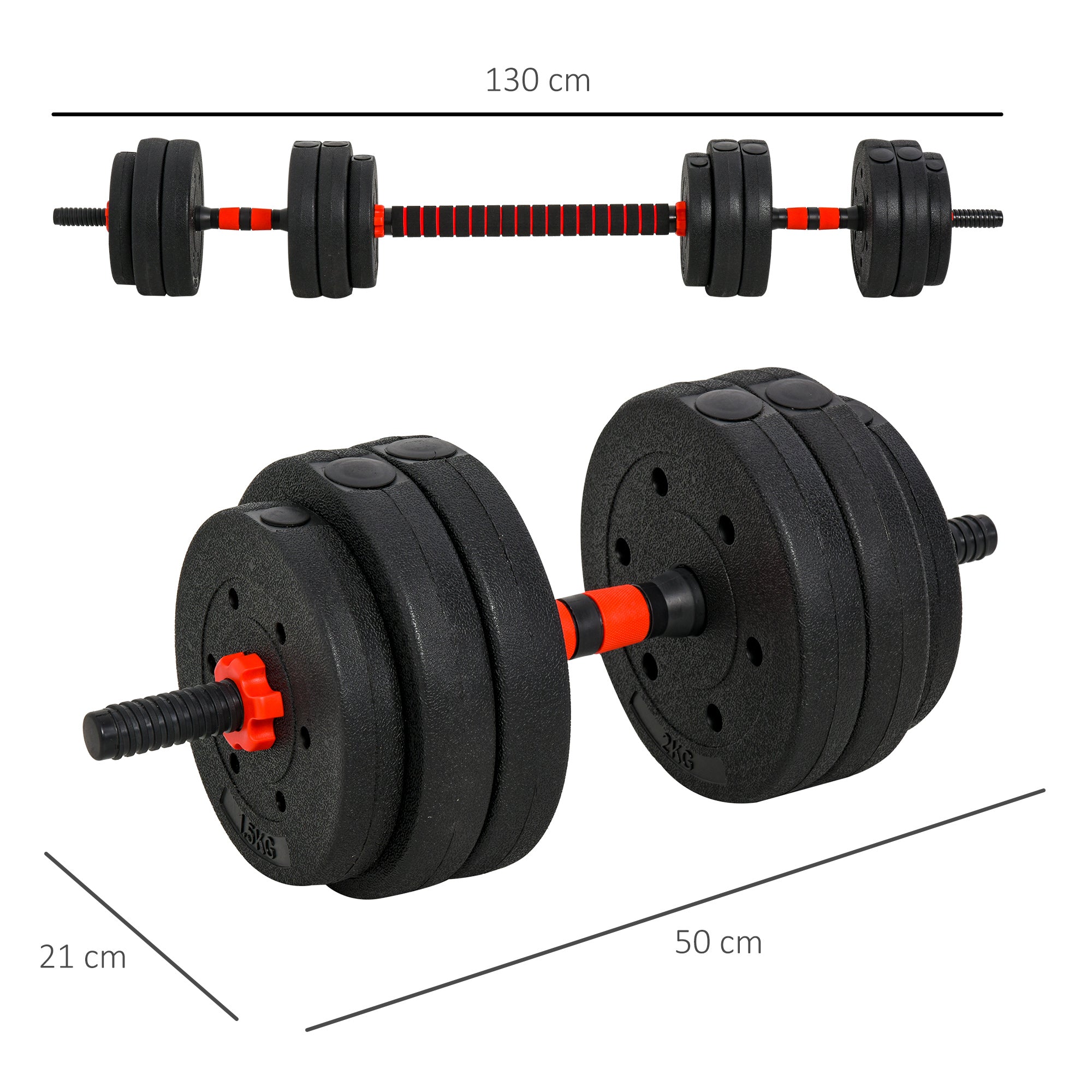 Kozy 25kg 2 IN 1 Adjustable Dumbbells Weight Set, Dumbbell Hand Weight Barbell for Body Fitness, Lifting Training for Home, Office, Gym, Black