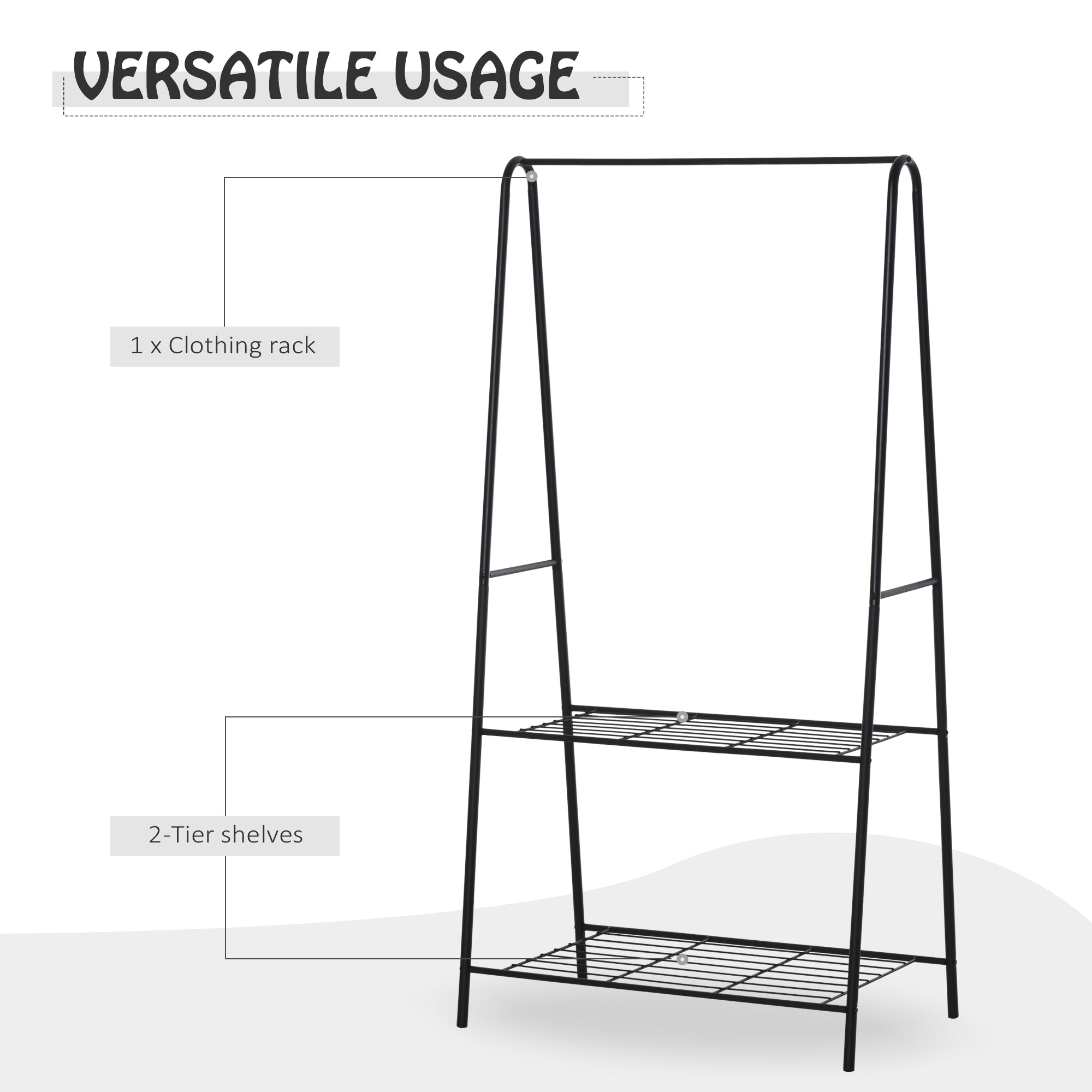 HOMCOM Metal Clothes Rack Coat Garment Hanger Hallway Organiser Hanging Rail Stand 2