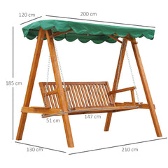Kozy 3-Seater Pinewood Swing Chair-Green