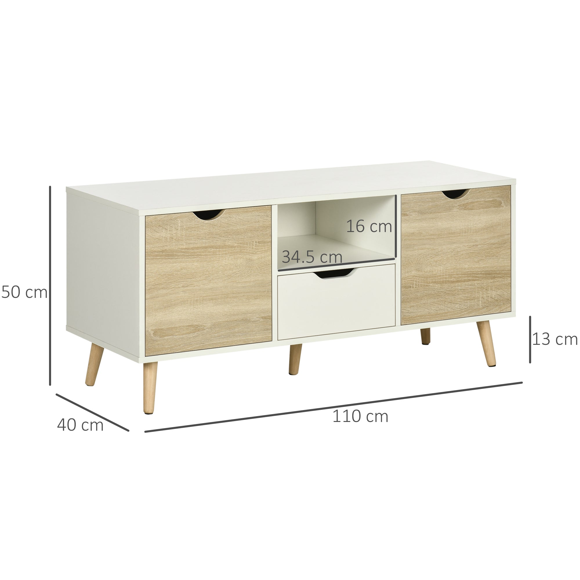 Kozy TV Unit Cabinet for TVs up to 50 Inches, TV Stand with Storage Cabinets and Drawer for Living Room and Bedroom, Natural