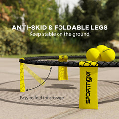 Kozy Spike Ball Set, Mini Beach Games Set with Net, 3 Balls and Ball Pump, Portable with Carrying Bag for Outdoor Team Sports, Yellow