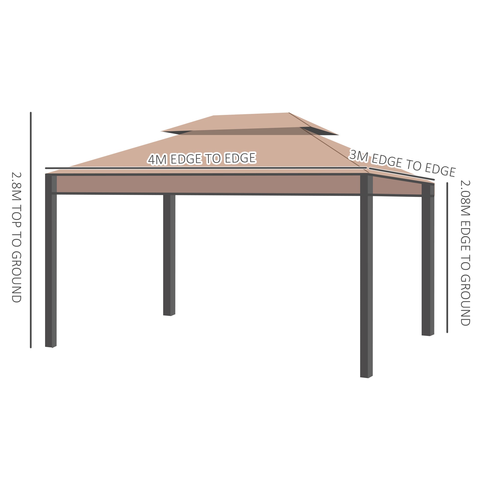 Outsunny 3 x 4m Garden Metal Gazebo Marquee Patio Party Tent Canopy Shelter with Sidewalls Pavilion New