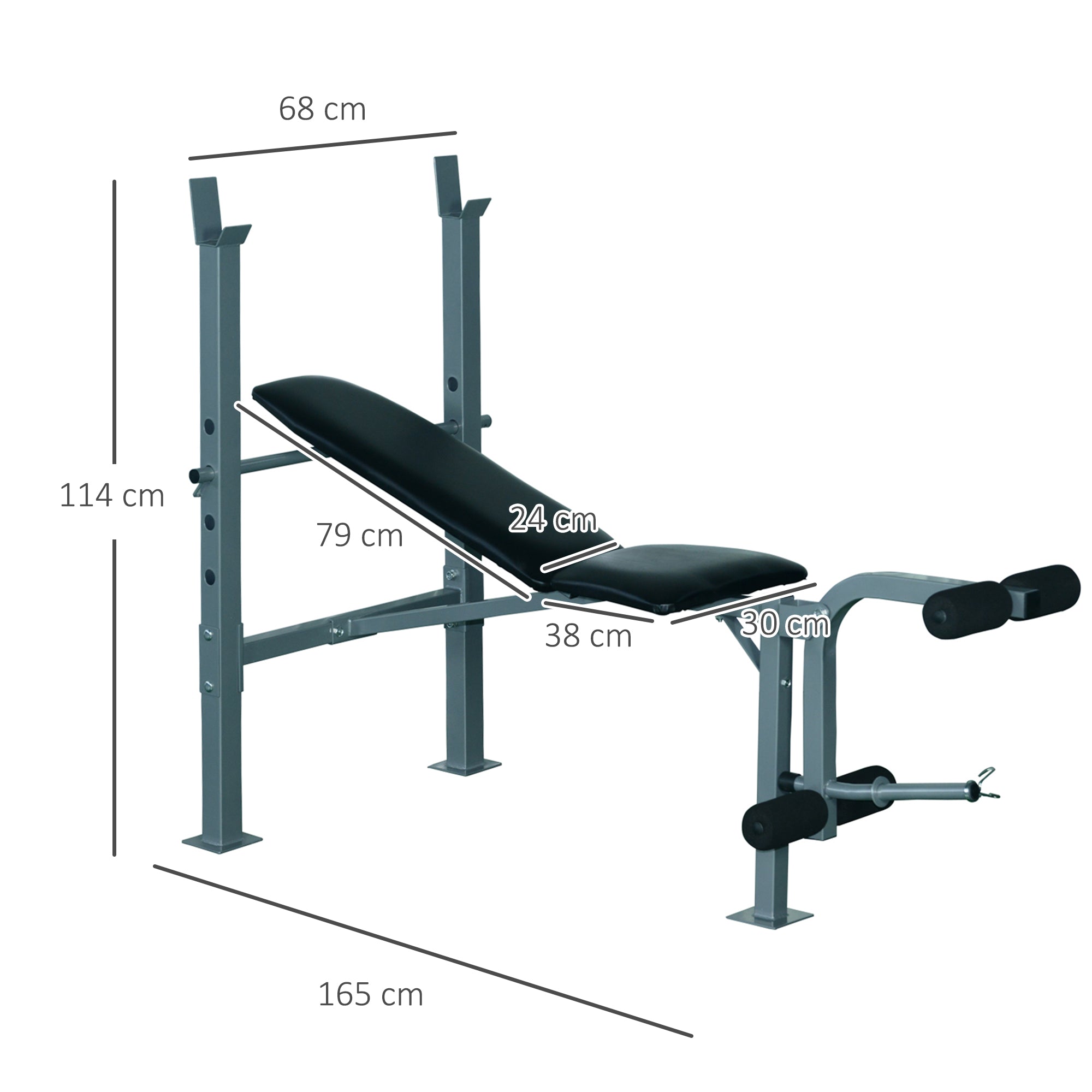 HOMCOM Heavy Duty Adjustable Multi Gym Chest Leg Arm Weight Bench w/4 Incline Postions