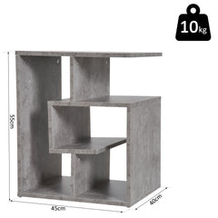Kozy Side Table, 3 Tier End Table with Open Storage Shelves for Living Room, Bedroom, Cement Colour