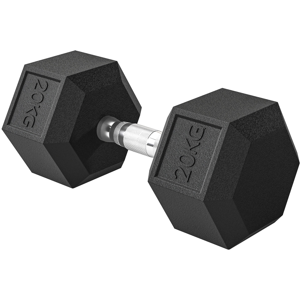 Kozy 20KG Single Rubber Hex Dumbbell Portable Hand Weights Dumbbell Home Gym
