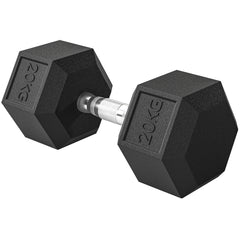 Kozy 20KG Single Rubber Hex Dumbbell Portable Hand Weights Dumbbell Home Gym