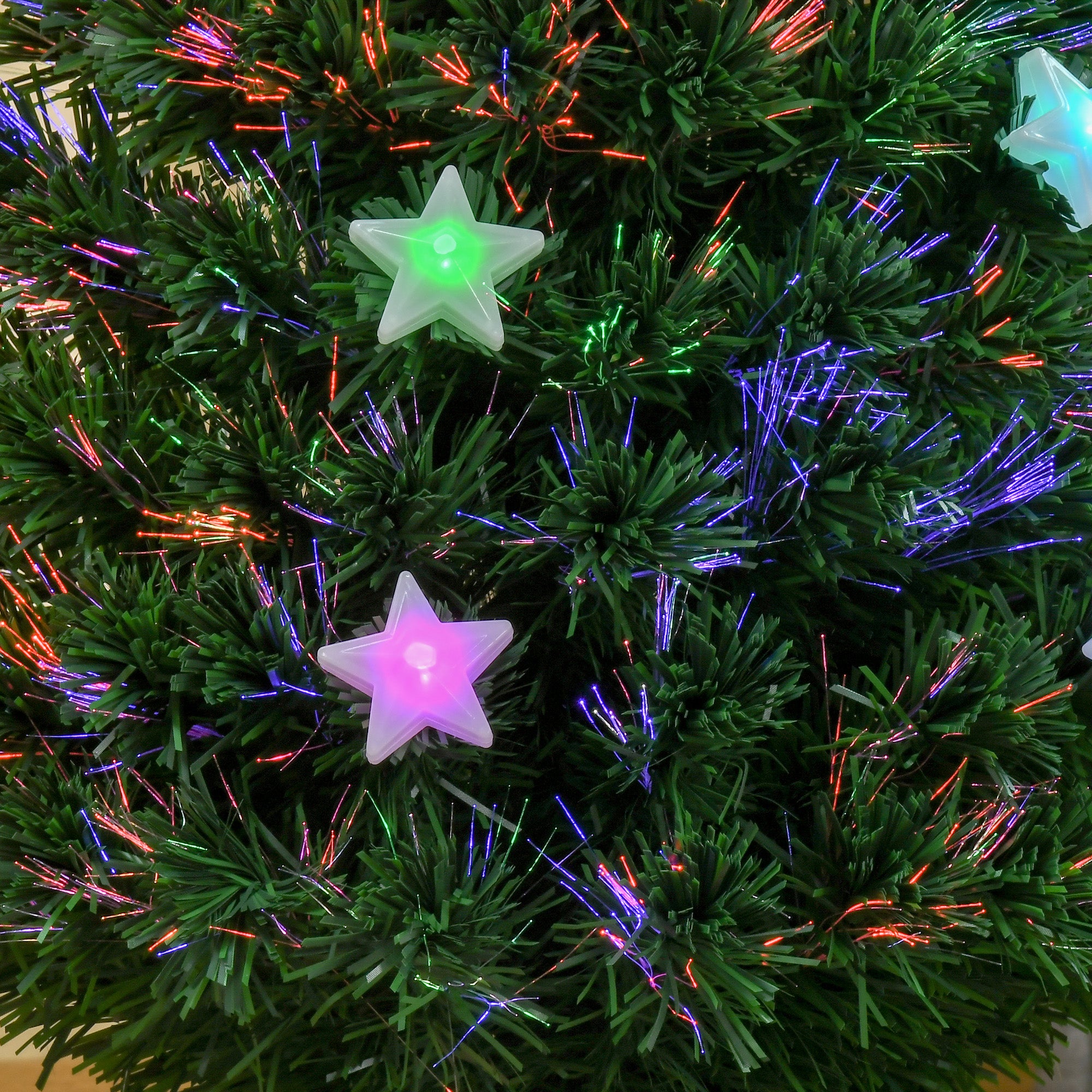 Kozy - 4FT Prelit Artificial Christmas Tree Fibre Optic Star LED Light Holiday Home Xmas Decoration with LED Light for Indoor Party, Green