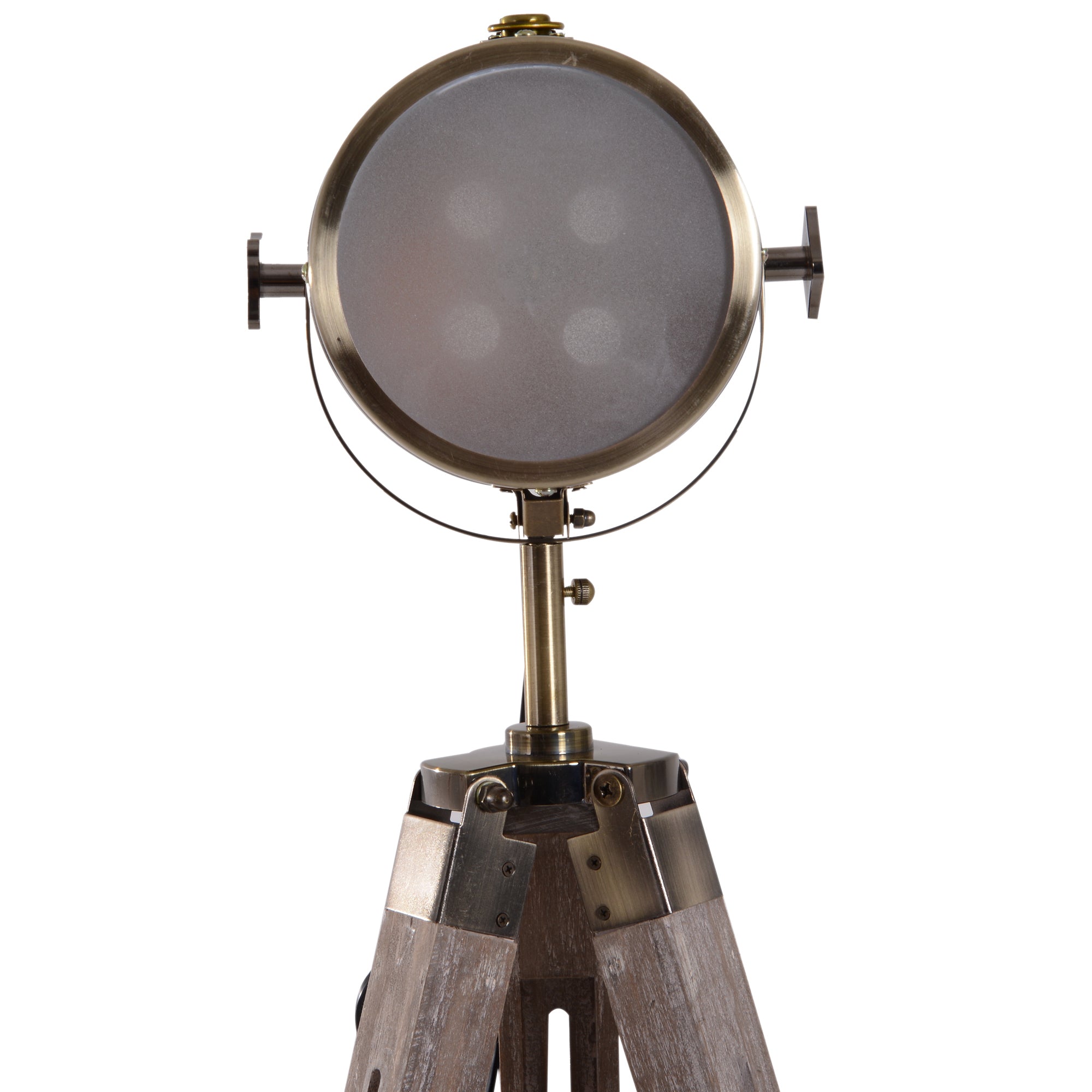 HOMCOM Vintage Tripod Floor Lamp Retro Industrial Photography Light Spotlight Antique Searchlight Wooden Base