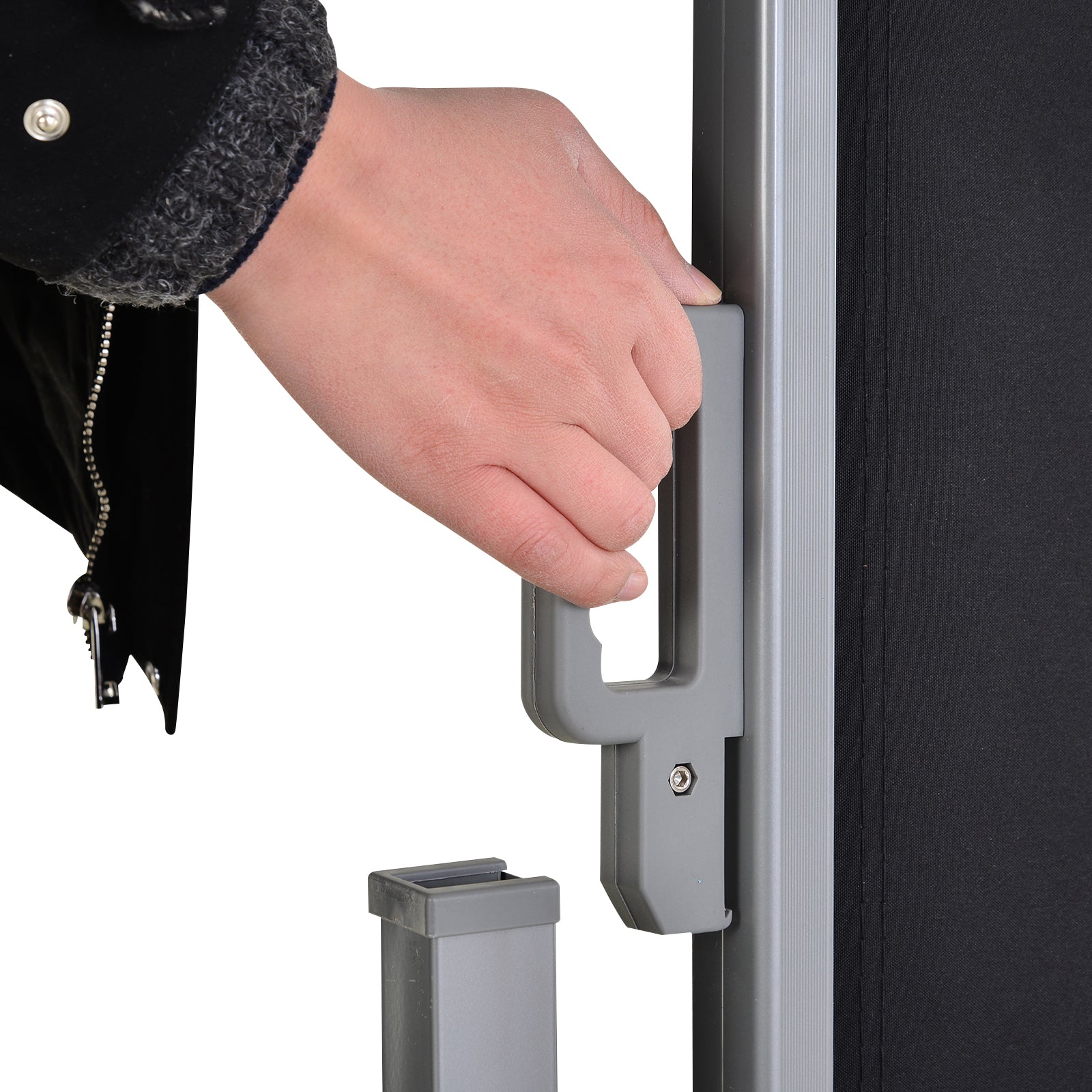 Kozy 600 x 180 cm (HxL) Retractable Awning Double Canopy Side Privacy Protection Sun Shade Side Blind w/ Steel Frame Versatile Use In Garden Patio - Black