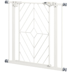 PawHut Pressure Fit Stair Gate, Dog Gate, with Auto Closing Door, Double Locking, Easy Installation, Openings 74-80cm - White | Aosom UK