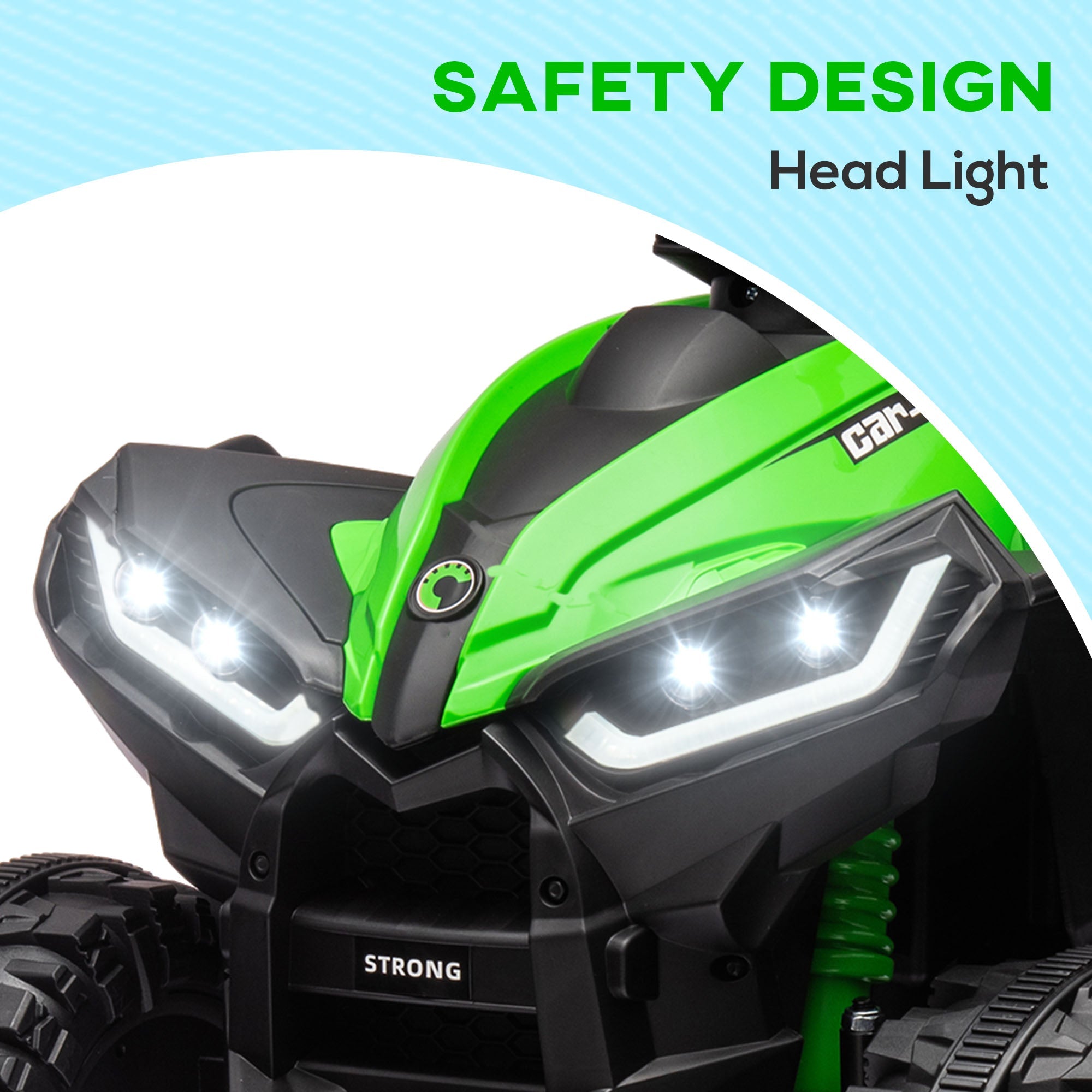 HOMCOM 12V Ride-On Quad Bike w/ Music, Horn, for Ages 3-5 Years - Green | Aosom UK