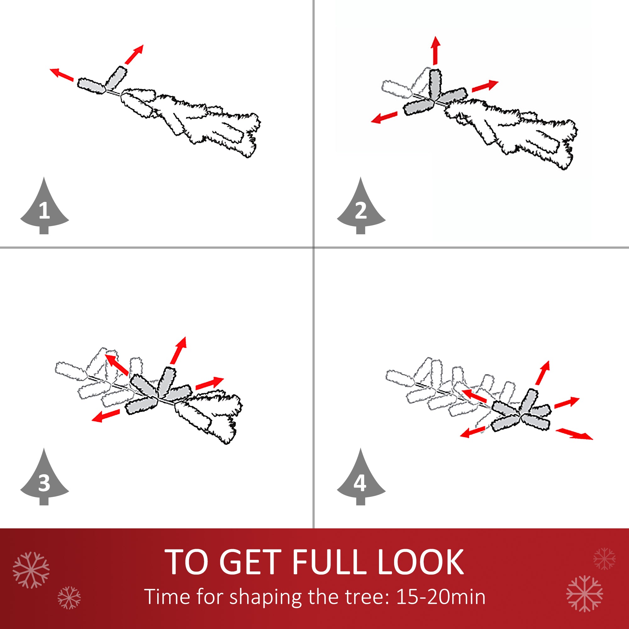 HOMCOM 6 Feet Prelit Artificial Snow Flocked Christmas Tree with Warm White LED Light, Holiday Home Xmas Decoration, Green White