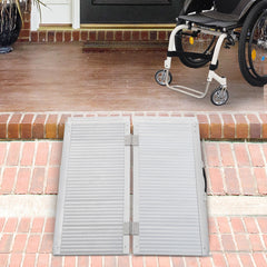 HOMCOM 3ft Folding Aluminum Wheelchair Ramp, Scooter Portable Mobility Assist Suitcase Access Aid, 270kg Capacity, silver