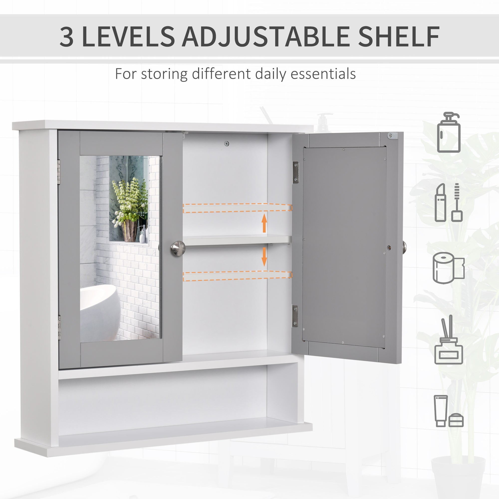 Kozy Bathroom Wall Storage Cabinet - Grey