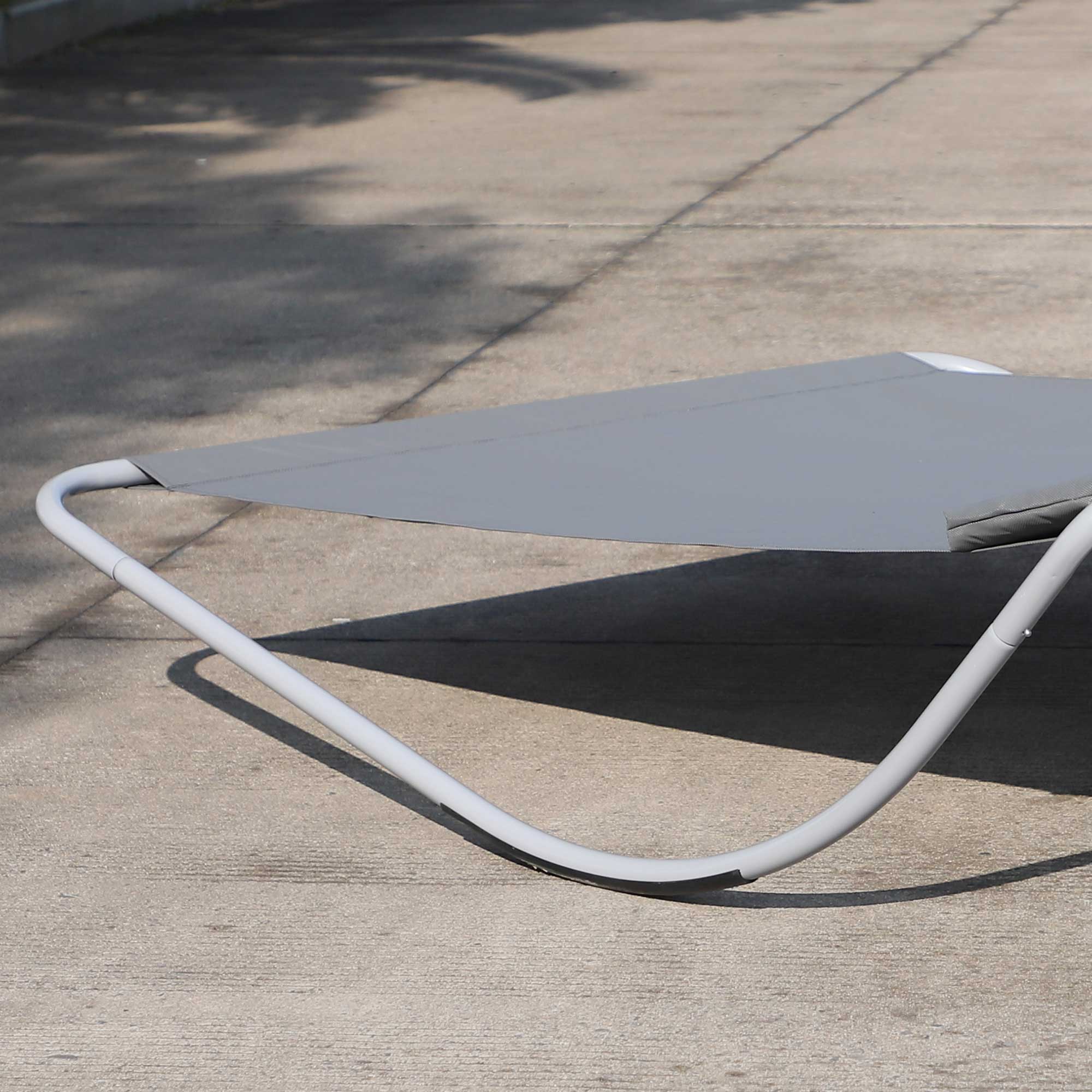 Kozy Rocking Sun Lounger, Double Garden Lounger Sunbed with Headrest Pillows, Texteline Outdoor Rocking Chair Swing Hammock Daybed with Metal Frame for Patio, Terrace, 212 x 175 x 60 cm, Grey