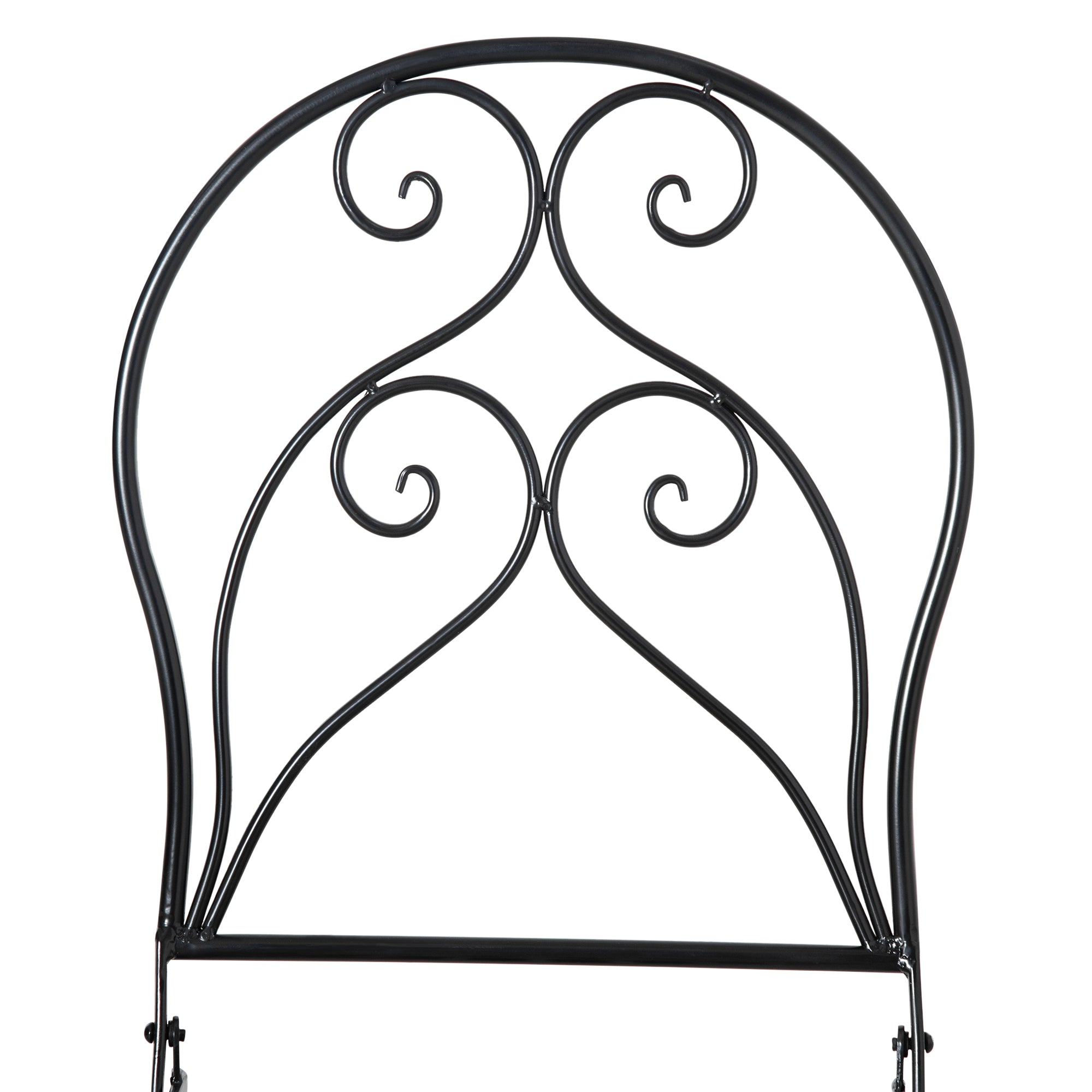 Kozy 3 Pieces Garden Bistro Set with Coffee Table and 2 Folding Single Chairs, Mosaic Garden Table Top and Seats, Metal Frame, for Patio Balcony, Black