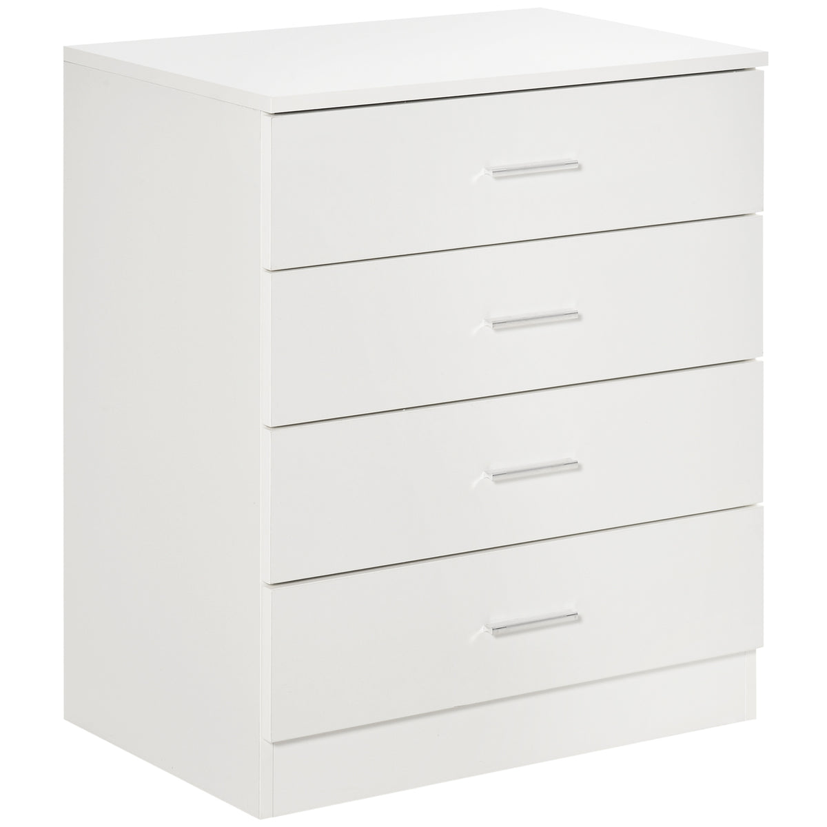 Kozy Chest of Drawers, 4 Drawers Storage Cabinet with Metal Rails, Anti-Tip for Playroom, Nursery Room, Hallway, etc
