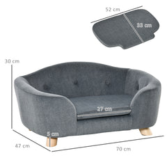 Kozy Dog Sofa Bed Pet Chair Couch with Water Resistant Fabric, Kitten Lounge with Soft Cushion, Wooden Frame for Mini Size Dogs - Grey