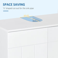 Kleankin Modern Bathroom Vanity Unit, Pedestal Under Sink Cabinet, Storage Cupboard with Double Doors, Adjustable Shelf, White. | Aosom UK