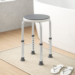 Kozy - 360° Swivel Shower Chair, Height Adjustable Aluminium Shower Stool with Non-Slip Feet for Disabled, Elderly, Grey