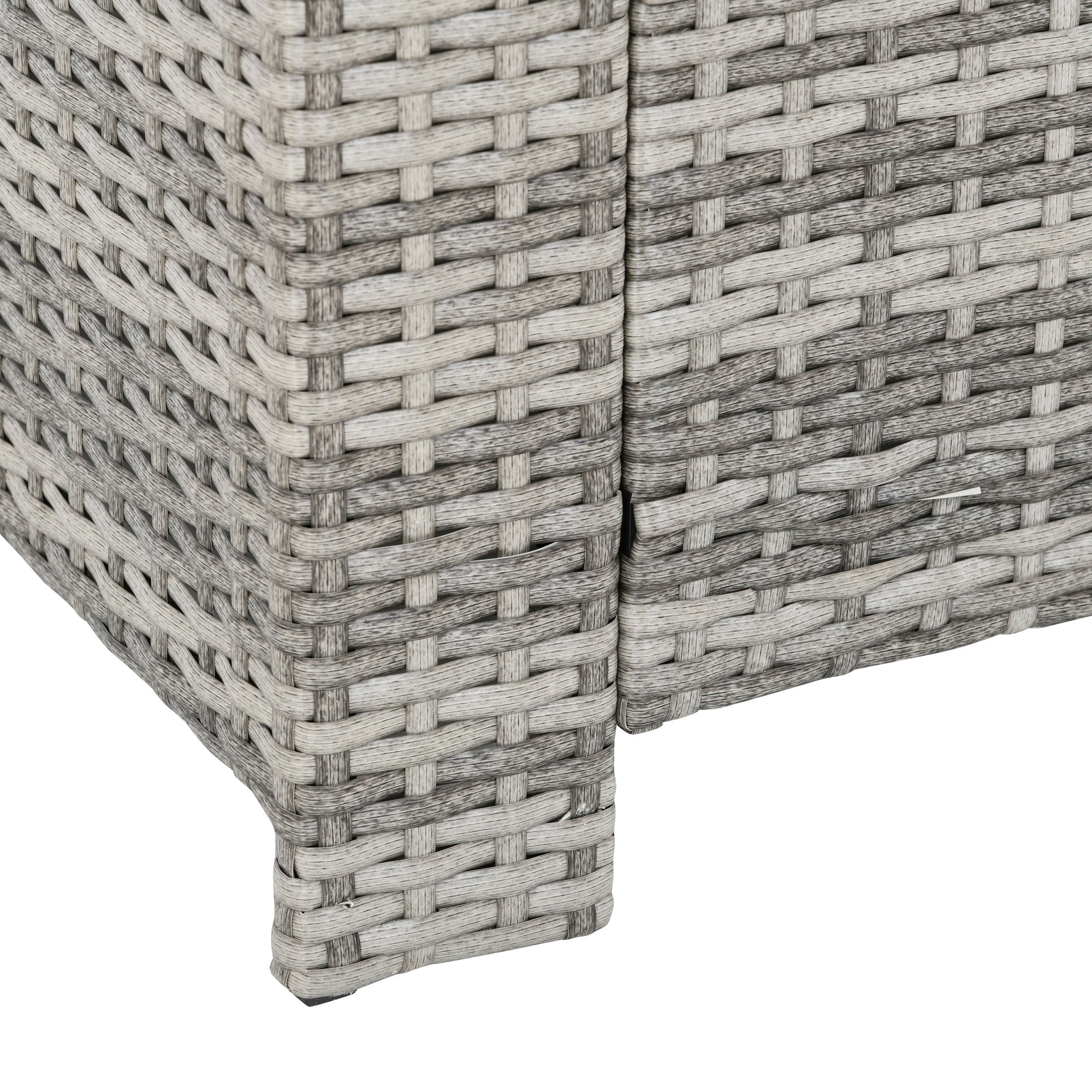 Kozy 6 Pieces PE Rattan Garden Furniture Set with Three-seat, Armchairs and Footstools, Aluminium Patio Wicker Dining Sets w/ Glass Top Dining Table, Soft Cushion, Light Grey