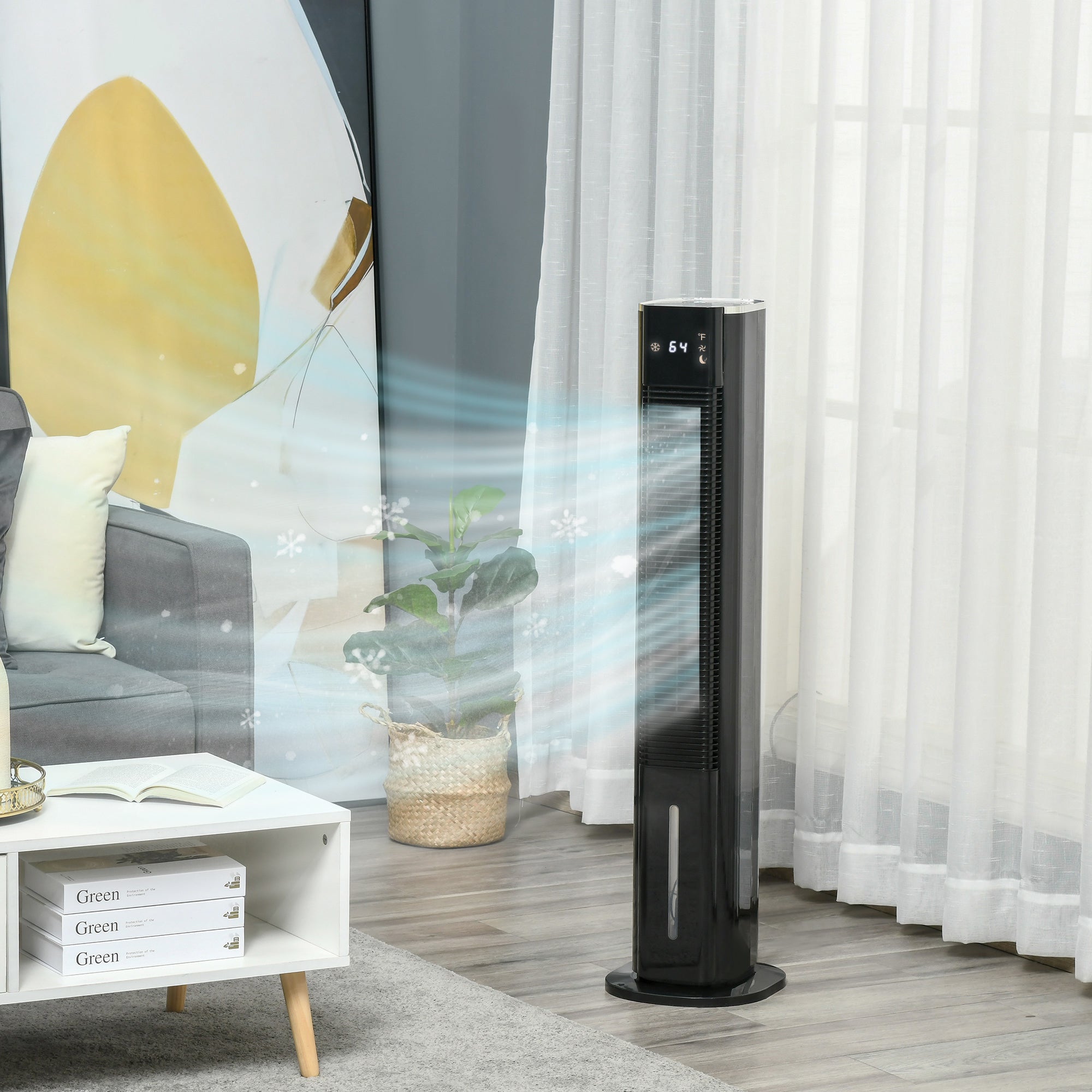 Kozy Portable Air Cooler, 6L Tank Humidifier Evaporative Ice Cooling Fan Water Conditioner Unit with 3 Modes, 3 Speed, Remote, Timer, Oscillating for Home Bedroom, White