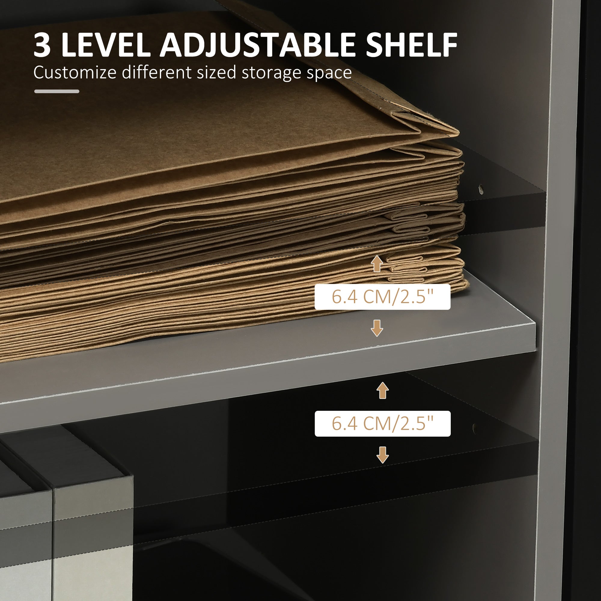 Kozy Freestanding Printer Stand Unit Office Desk Side Mobile Storage w/ Wheels 3 Drawers, 2 Open Shelves Modern Style 80L x 40W x 65H cm - Grey