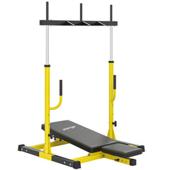 Kozy Vertical Leg Press Machine with Adjustable Leg, Back and Head Positions, 2" Olympic Plate Compatible, Yellow