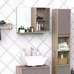 HOMCOM Wall Mounted Bathroom Cabinet, MDF Construction with Mirror, Space