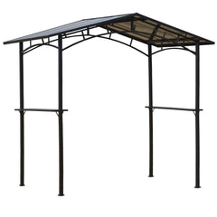 Kozy 8ft x 5ft Outdoor BBQ Protective Gazebo Tent Aluminium Steel Frame w/ 2 Shelves Hardtop Roof Canopy Ground Stakes Safe Cooking