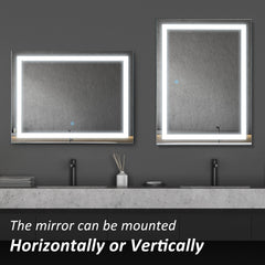 Kleankin LED Bathroom Mirror 80x60cm, Wall Mounted Vanity Light, Illuminated with Touch Switch, Home Furnishings, Silver