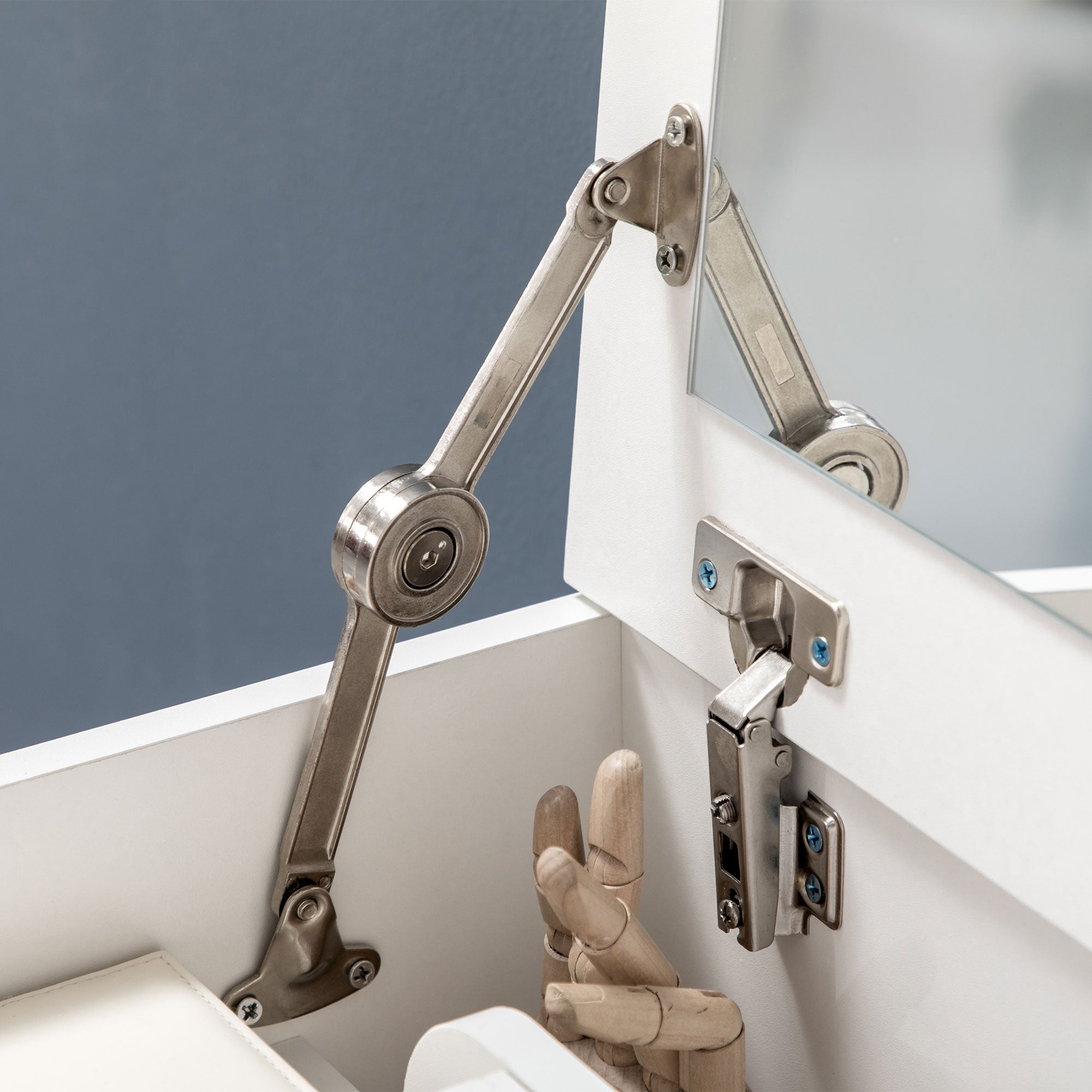 Kozy Dressing Table with Flip-up Mirror and Storage Stool, Vanity Table with Drawer and Hidden Compartments for Bedroom, Living Room, White