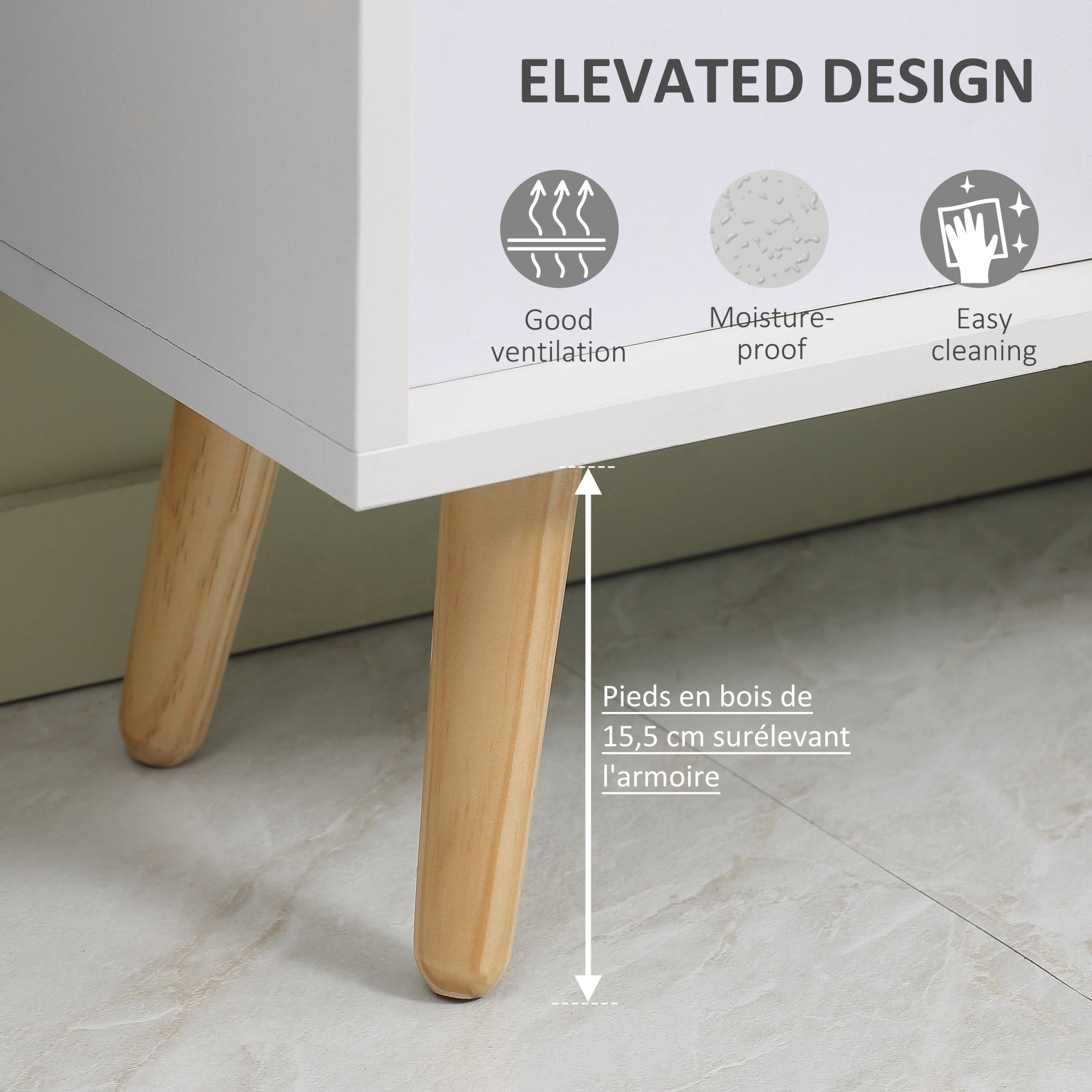 Kozy Freestanding 4 Cube Unit Cabinet Unit w/ 3 Fabric Drawers Handles Home Office Storage Shelves