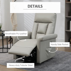 Kozy Power Lift Chair Armchair for the Elderly, PU Leather Recliner Chair with Extended Footrest, Remote Control and Side Pocket, Grey