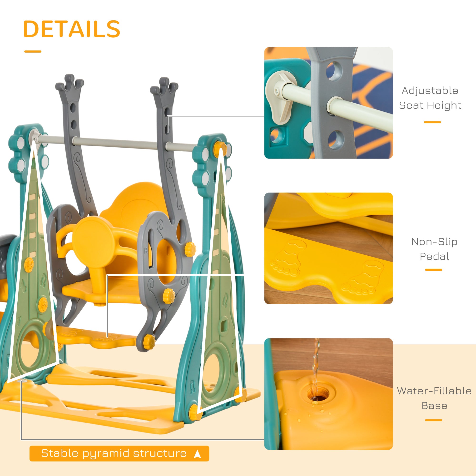 Kozy 3-IN-1 Kids Swing and Slide Set with Basketball Hoop Slide Swing Adjustable Seat Height Toddler Playground Activity Center Indoor and Outdoor Play Equipment