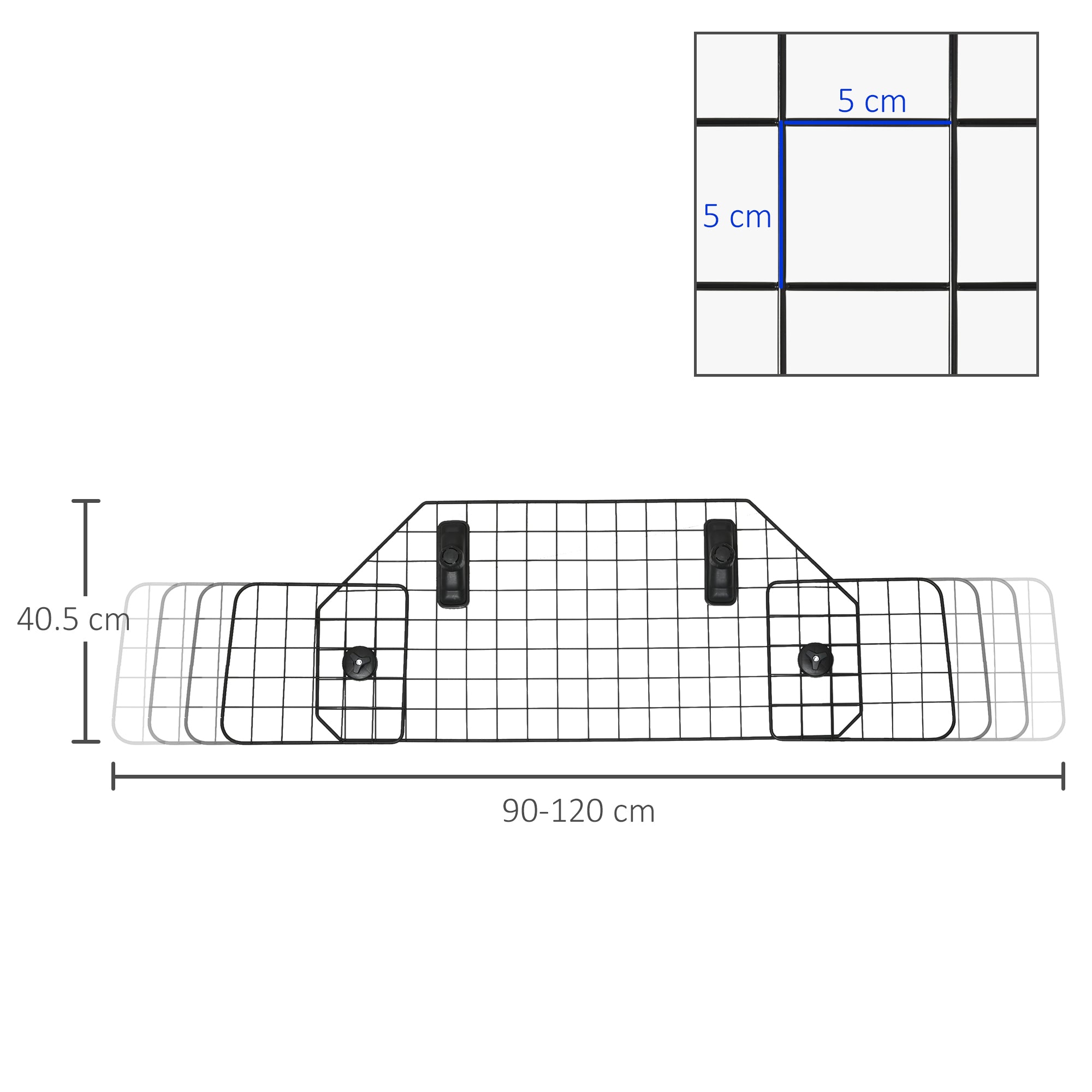 Kozy Dog Guard for Cars Adjustable Boot Barrier Metal Mesh Pet Headrest, 90-120W x 40.5H cm